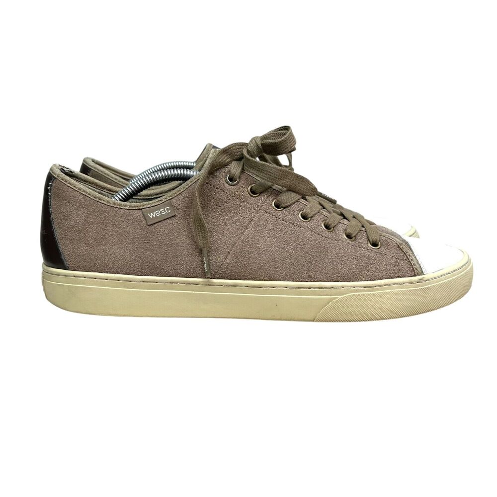 WEZC Mens Sneakers Clive Suede Vamp Low Top Lace Up Walnut Brown Black Sz 12‎
